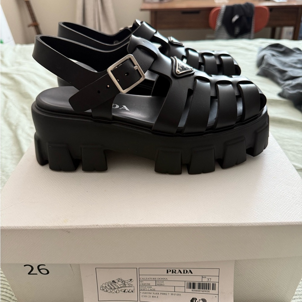 ‼️SOLD‼️Prada Black Gladiator Platform Sandals
